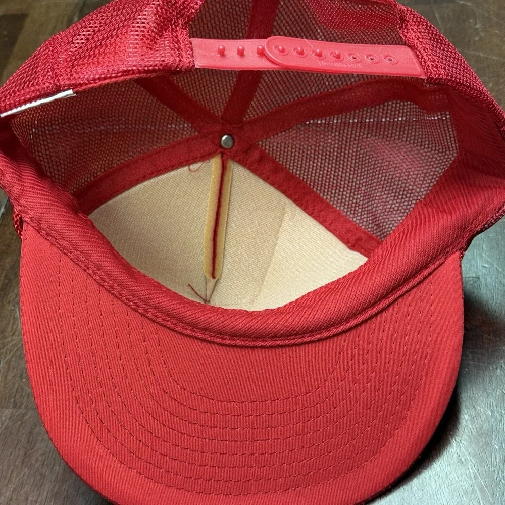 VTG FireHawk Firestone Gene White Racing Hat Cap Red‎ Trucker Rope Brim Snapback